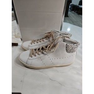 Gola Women Size 9 White Cheetah Sock Lining High Top Lace Up Sneaker FloorSample